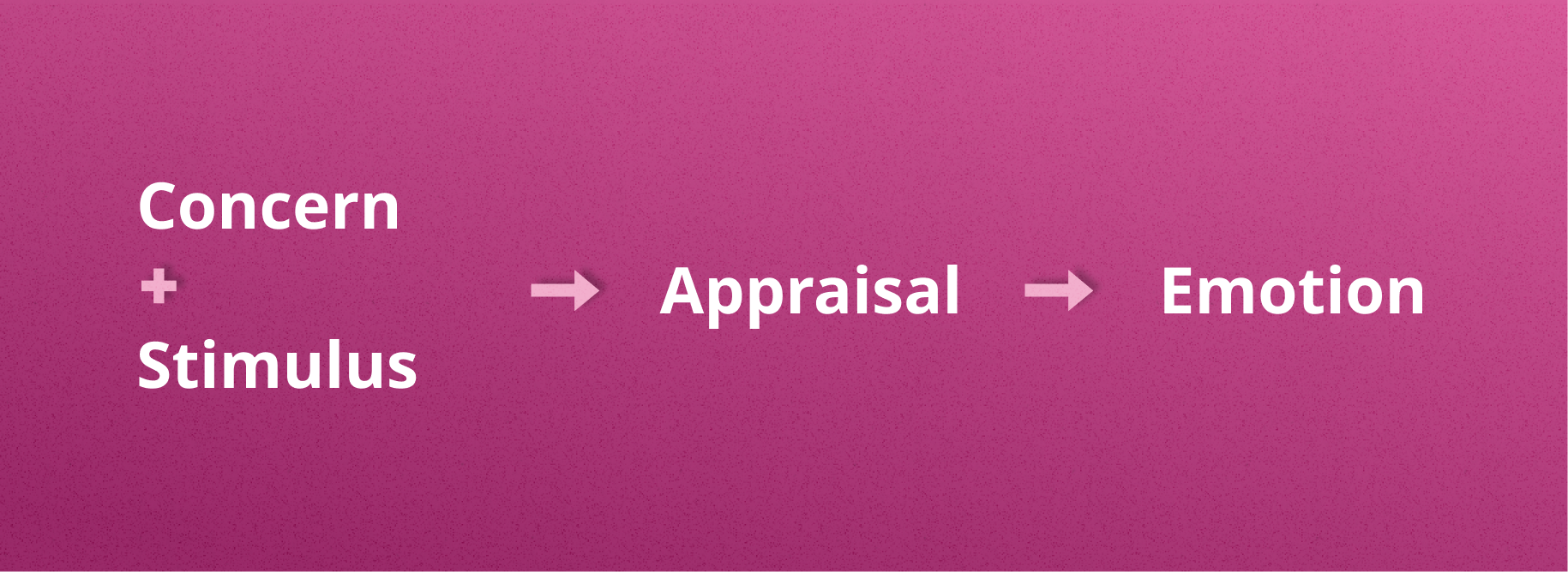 Text: "Concern + stimulus" then "Appraisal" then "Emotion"