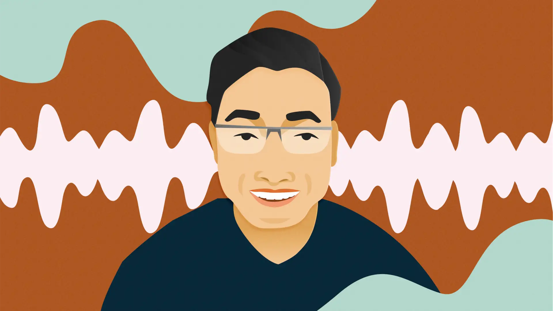 An illustration of author Preston So against an abstract background resembling a sound wave
