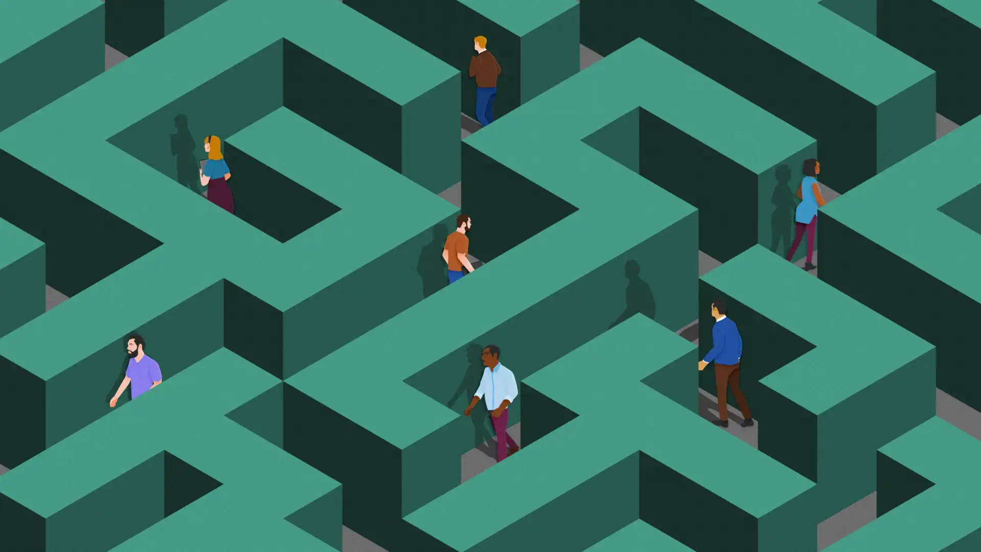 People wander in a maze