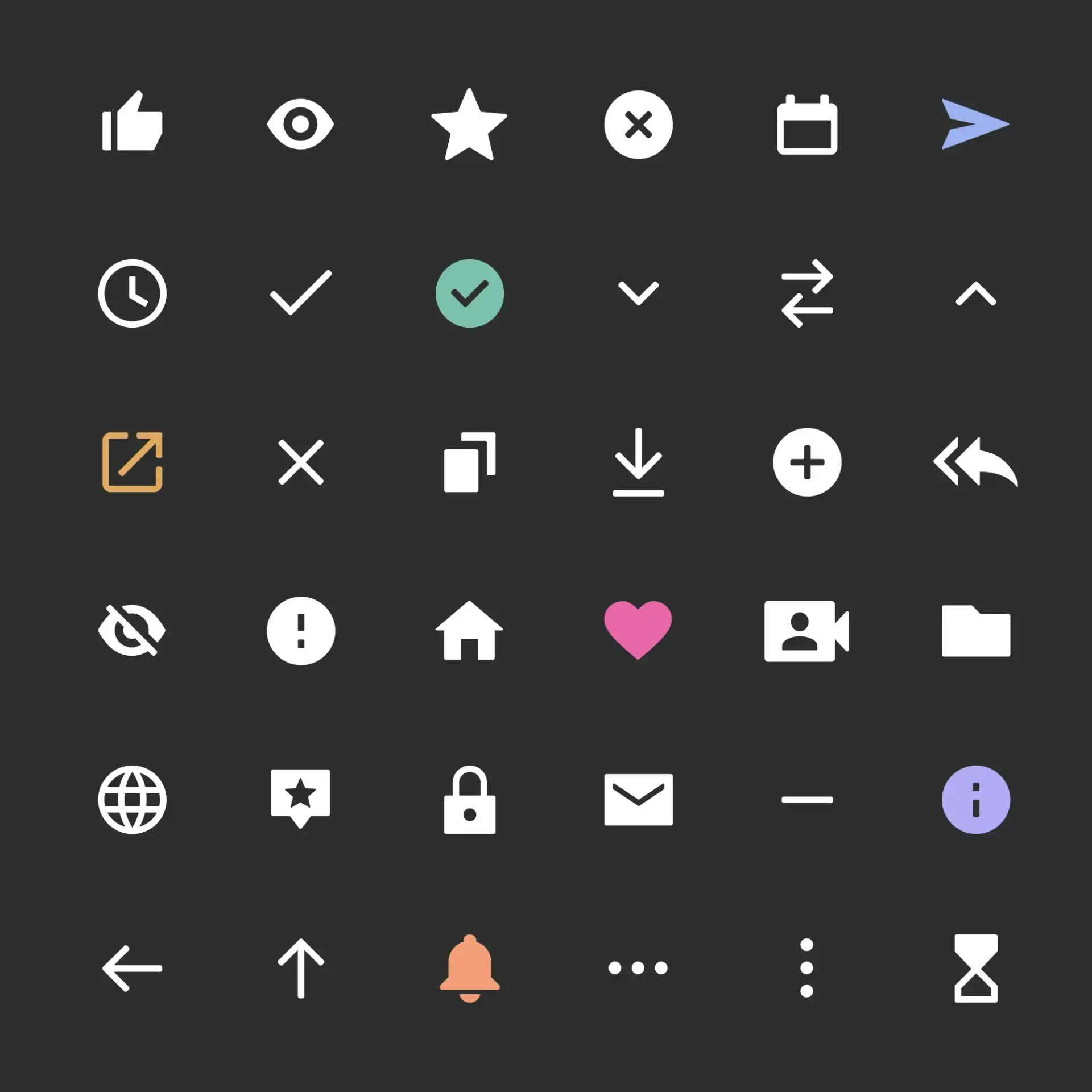 Grid of Indeed product icons in white and other functional brand colors against black.