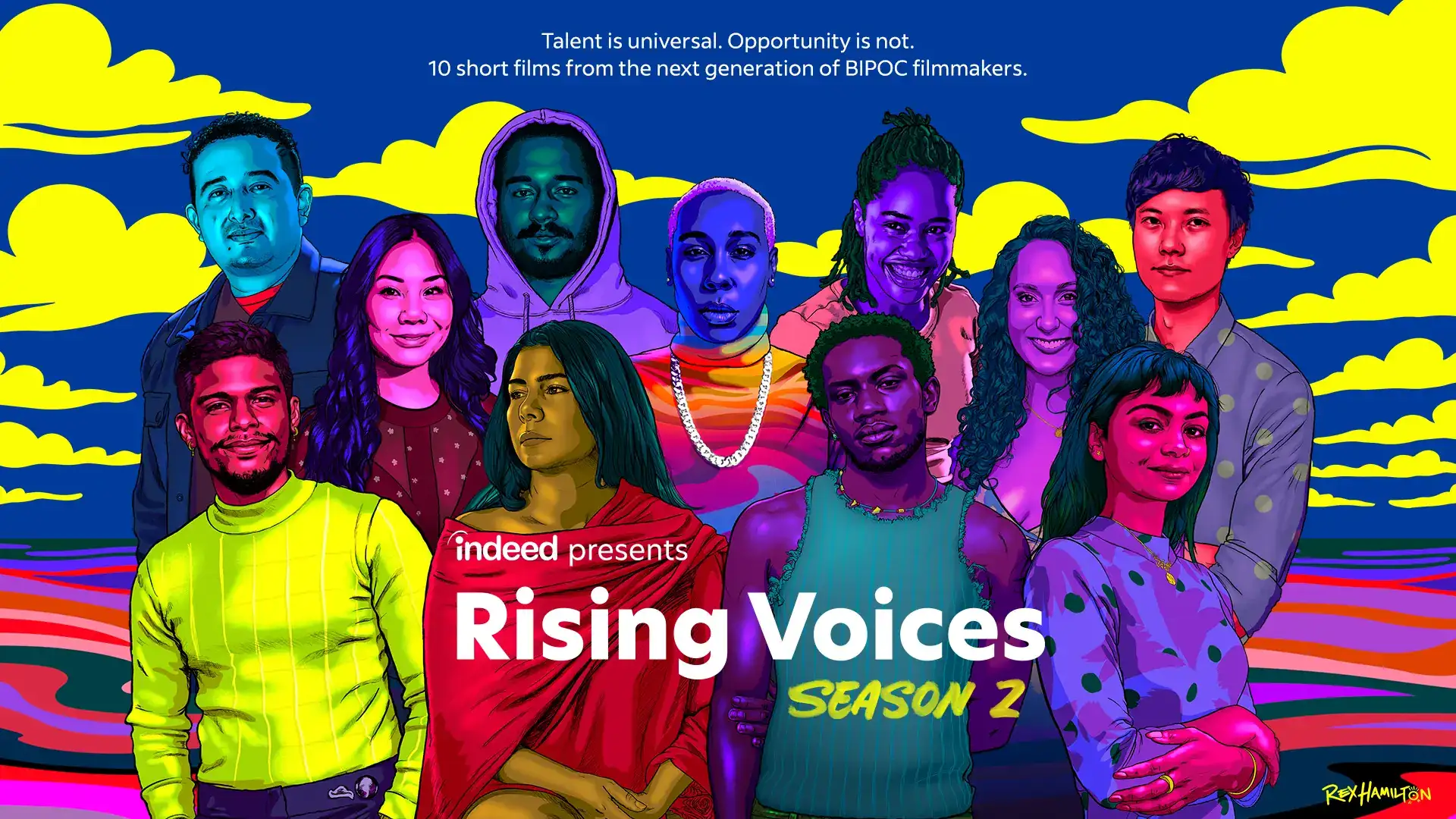 11 people and text 10 short films from the next generation of BIPOC filmmakers, Indeed presents Rising Voices season 2